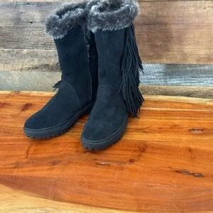 Tassel suede winter rain boots